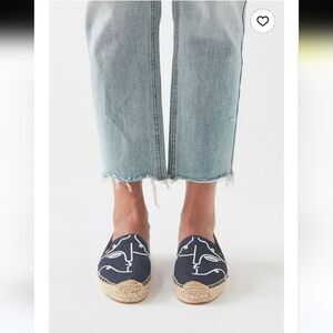 Soludos Espadrilles Visage Embroidered Smoking Slippers  Size 7